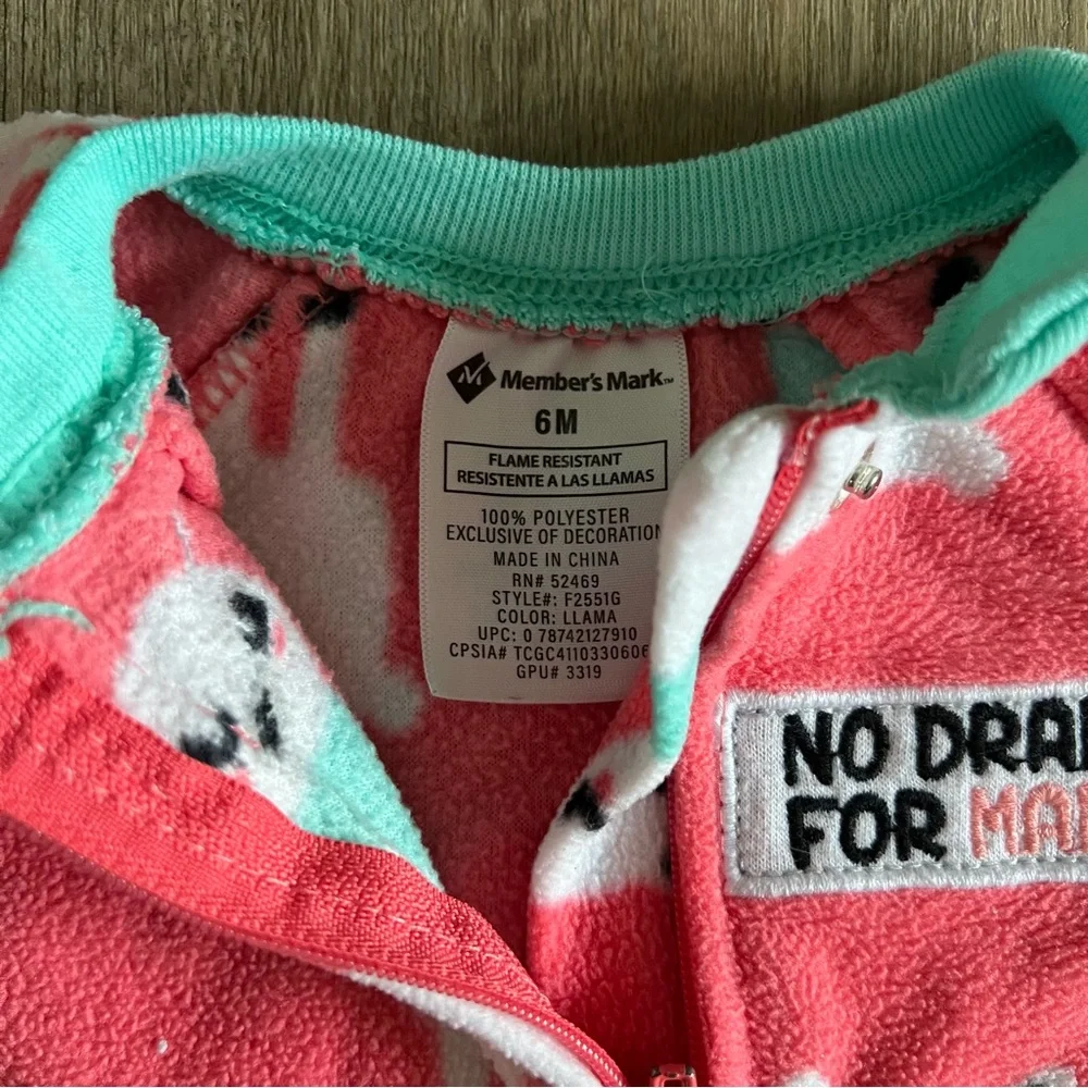 Baby Girl Fleece Footed Sleepers Lot – Size 6M – 3 Pack Elephants Llama Fox - Picture 7 of 10